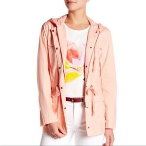 J. Crew Women’s lightweight Jacket Soft Pink SZ XS Cotton Zipper Snaps Hooded